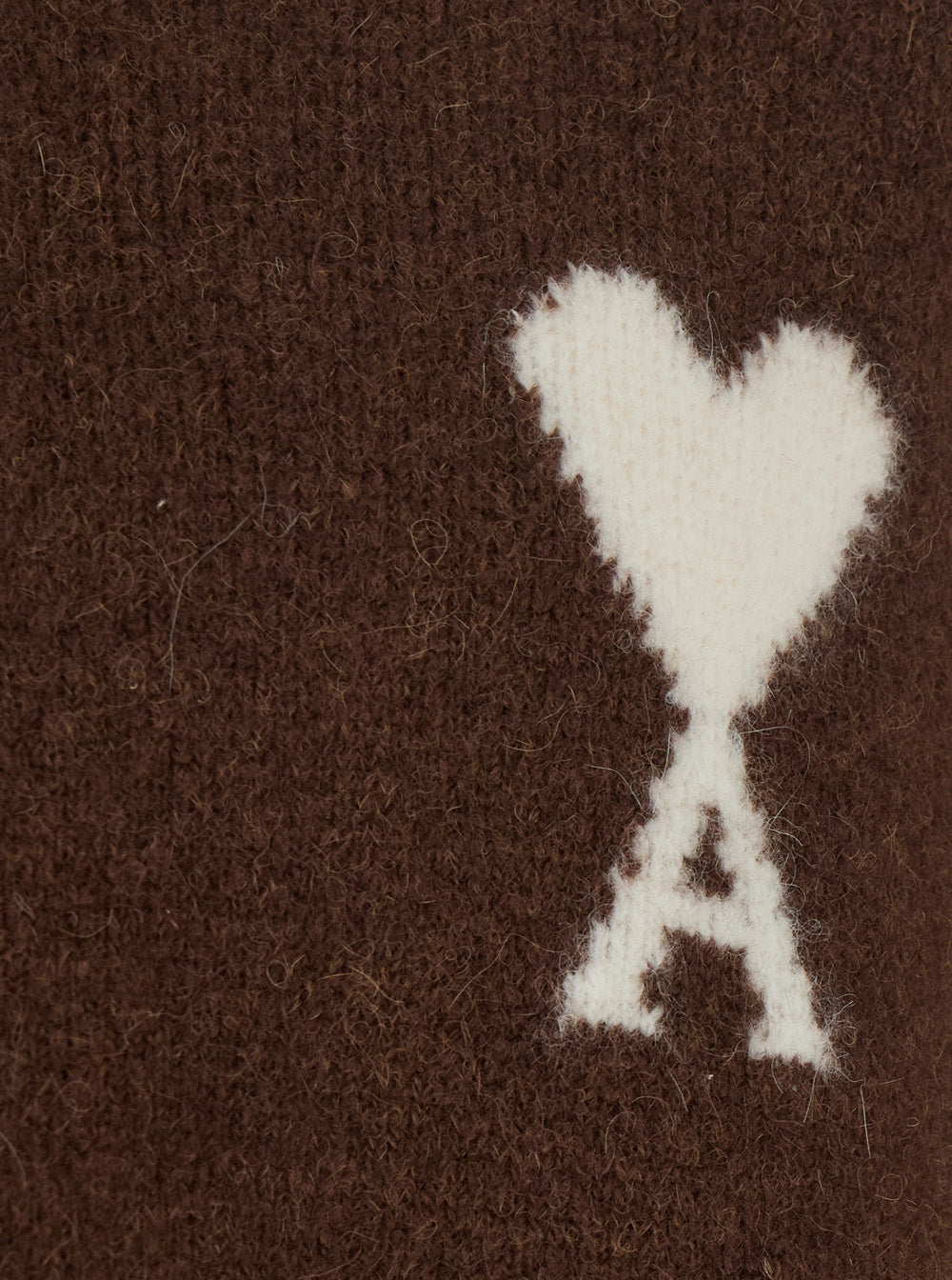 Ami Paris Men Brown Sweater With Polo Collar And Adc Embroidery On The Front In Wool For Men