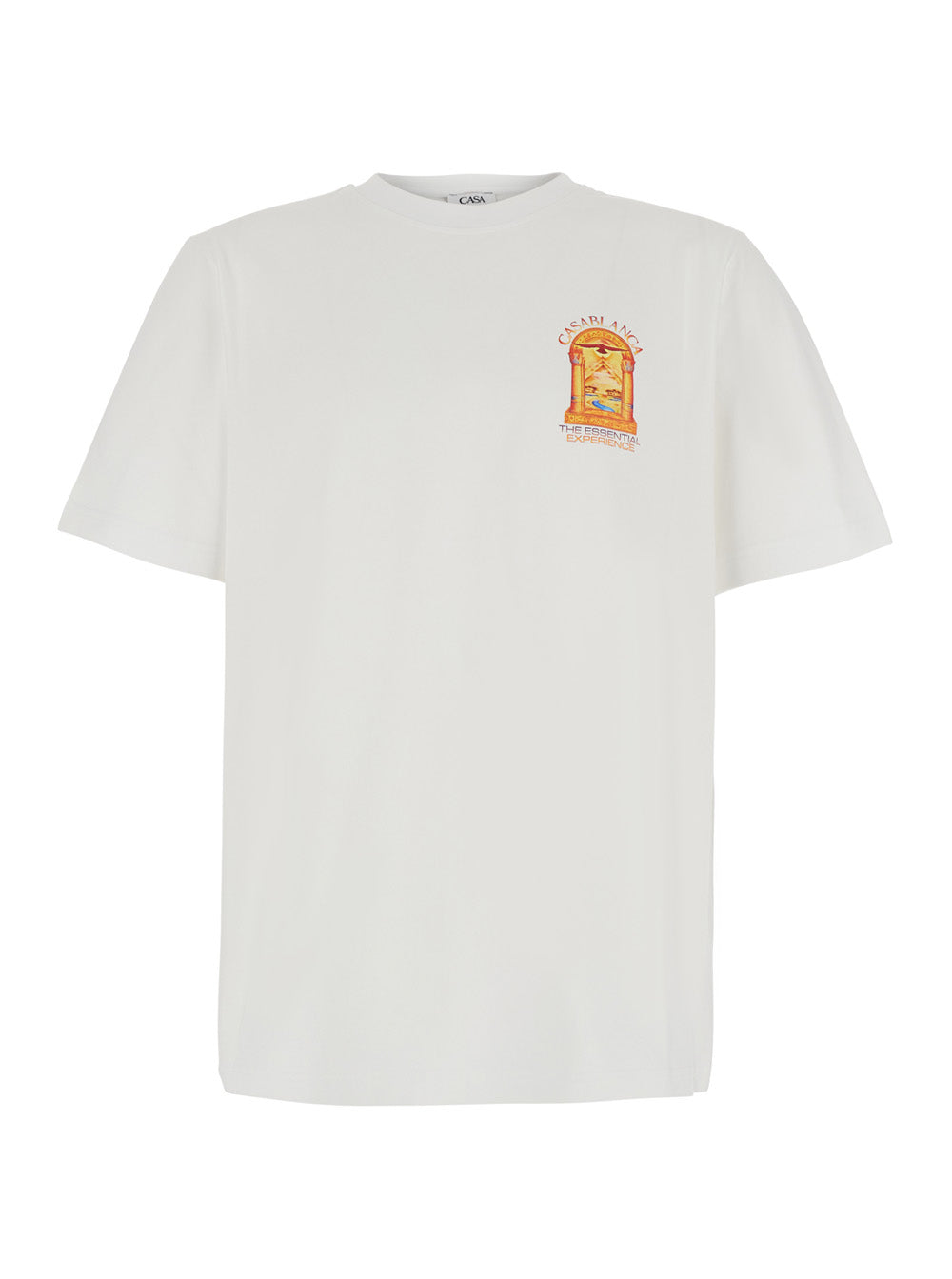 Casablanca Men Hermons Mirage Arch Printed Classic T-Shirt With Short Sleeves And Round Neckline In White Cotton Men