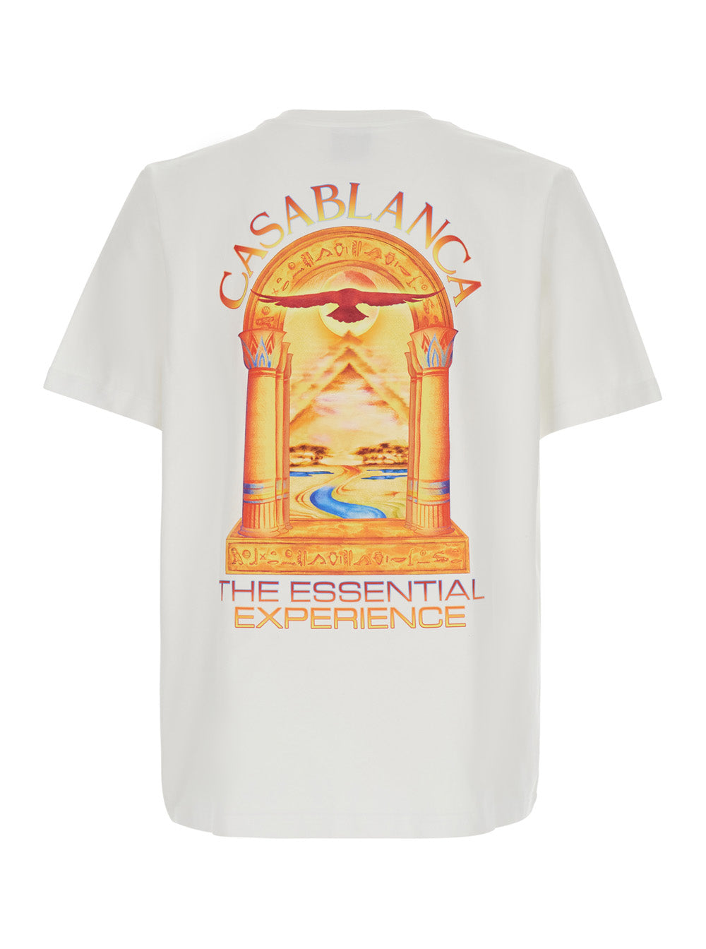 Casablanca Men Hermons Mirage Arch Printed Classic T-Shirt With Short Sleeves And Round Neckline In White Cotton Men