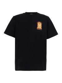 Casablanca Men Black Crew Neck T-Shirt With Logo Detail On The Front And Maxi Logo On The Back In Cotton For Men