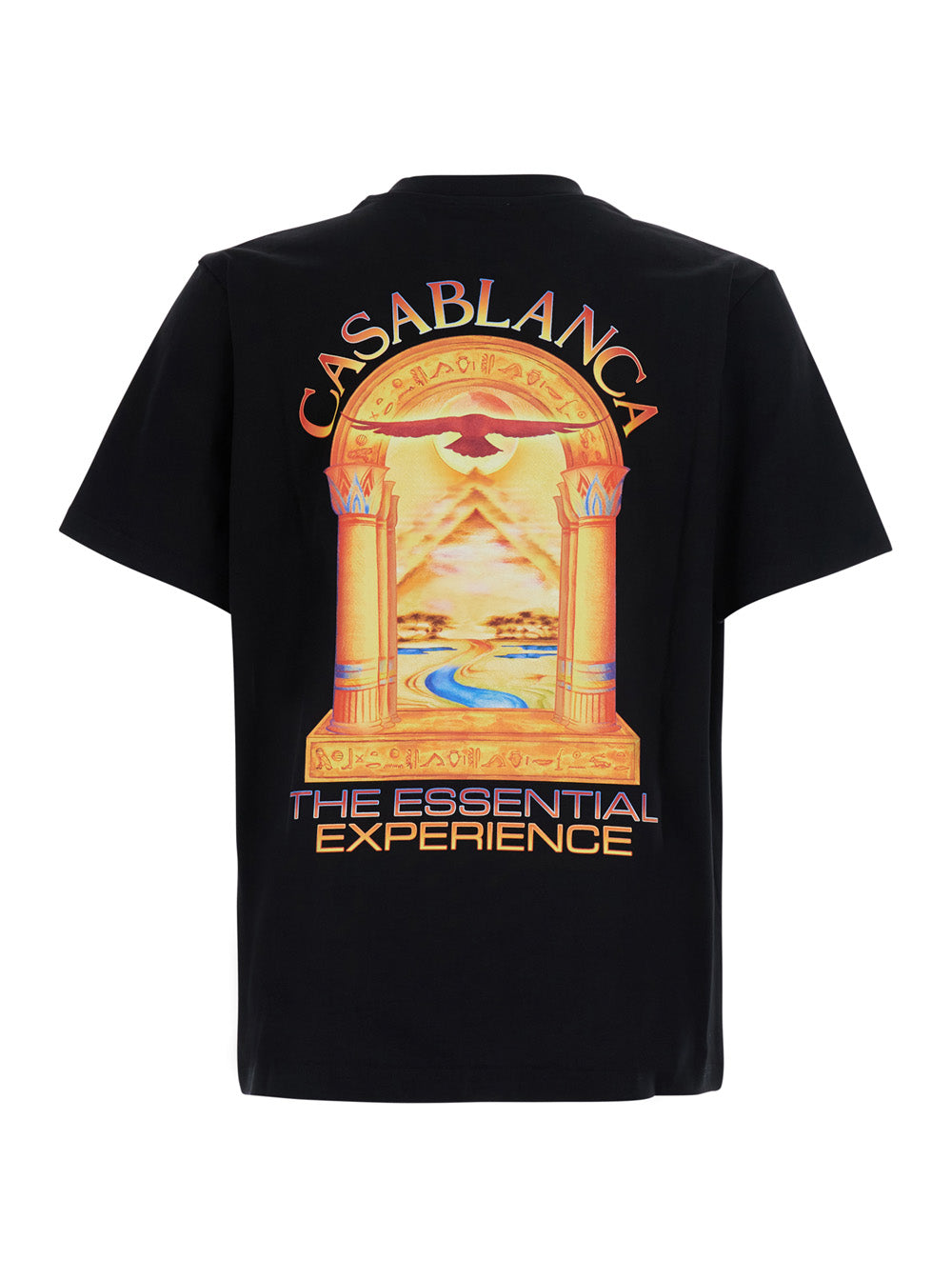 Casablanca Men Black Crew Neck T-Shirt With Logo Detail On The Front And Maxi Logo On The Back In Cotton For Men