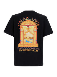 Casablanca Men Black Crew Neck T-Shirt With Logo Detail On The Front And Maxi Logo On The Back In Cotton For Men