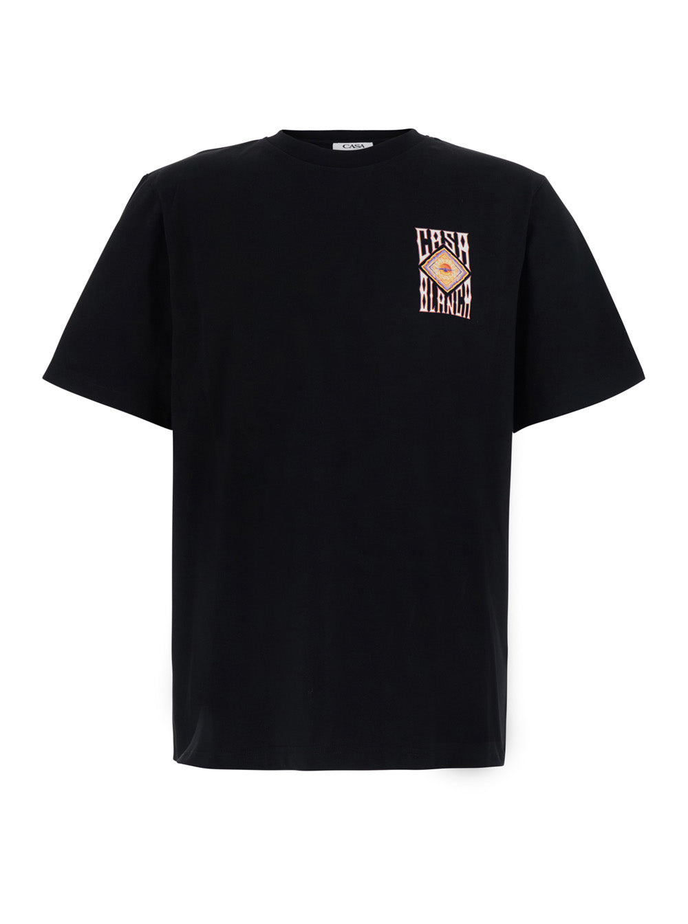 Casablanca Men Black Crew Neck T-Shirt With Logo Detail On The Front And Maxi Logo On The Back In Cotton For Men