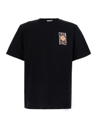 Casablanca Men Black Crew Neck T-Shirt With Logo Detail On The Front And Maxi Logo On The Back In Cotton For Men