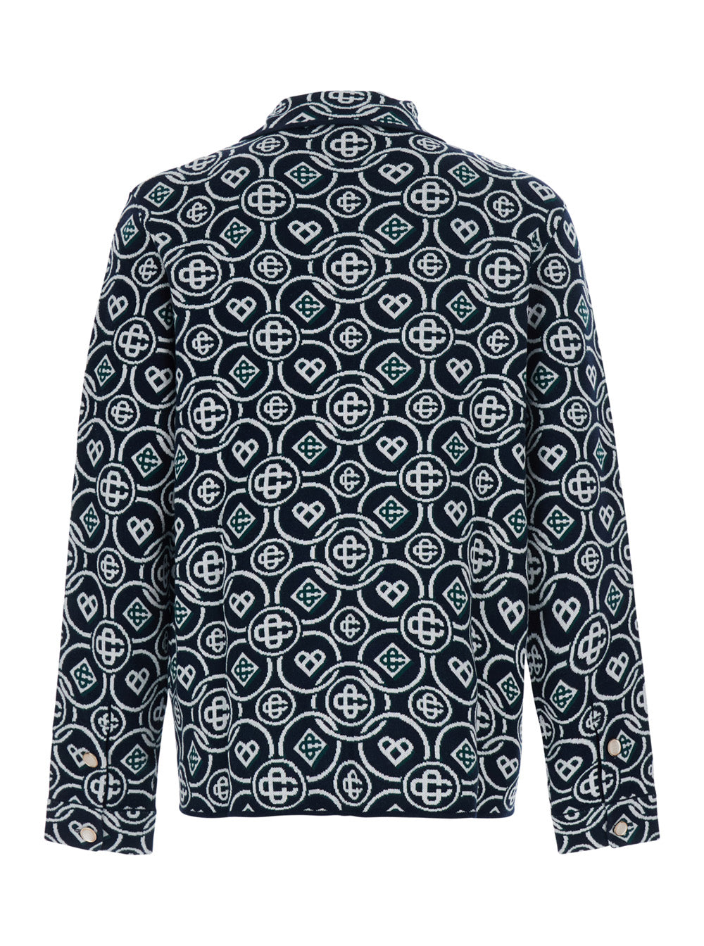 Casablanca Men Blue Shirt With Classic Collar And All-Over Logo Monogram In Cotton For Men