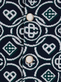 Casablanca Men Blue Shirt With Classic Collar And All-Over Logo Monogram In Cotton For Men