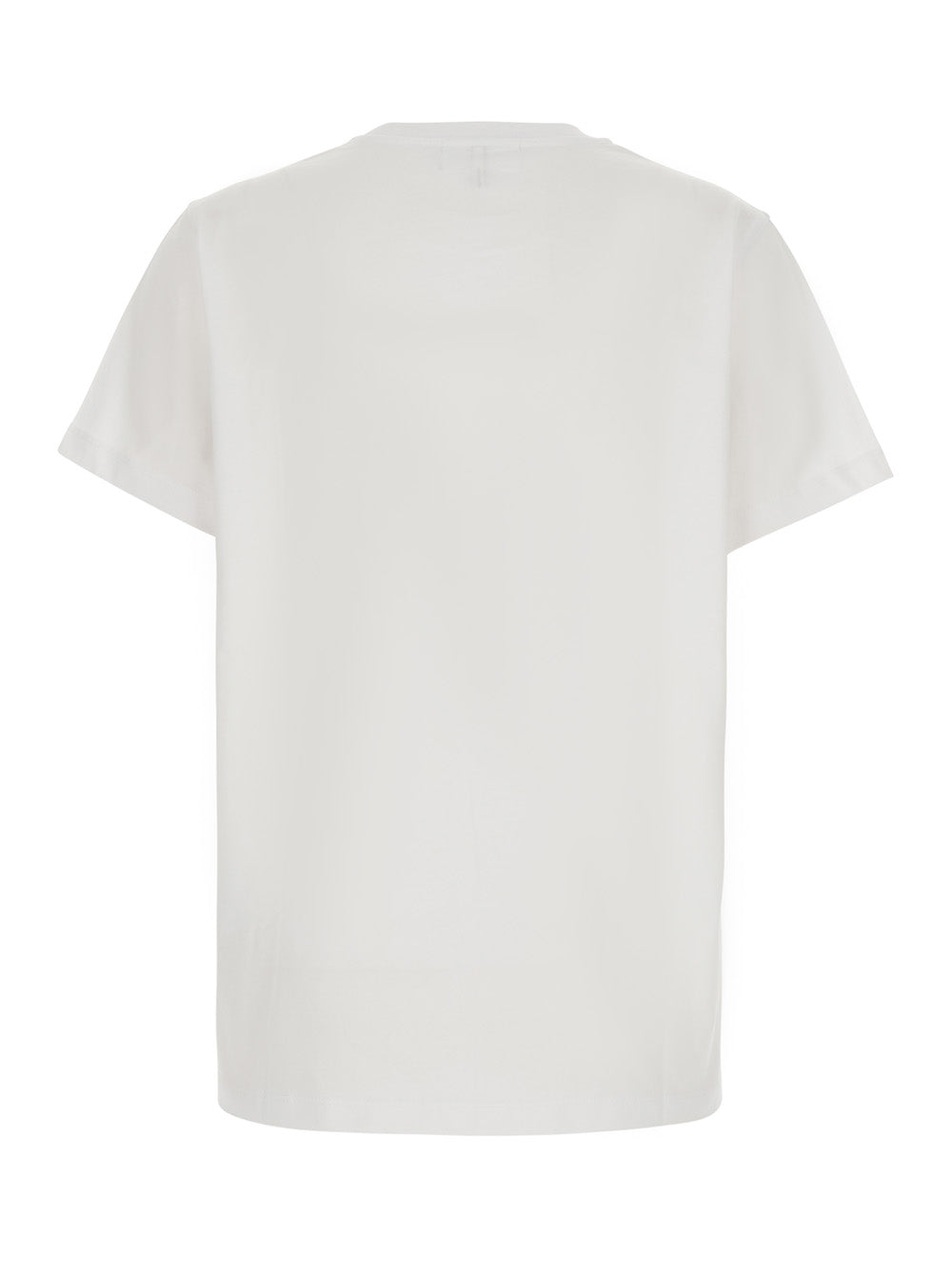 GANNI Ganni Women White Round Neck T-Shirt With Maxi Print On The Front In Cotton For Women
