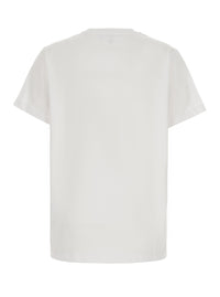 GANNI Ganni Women White Round Neck T-Shirt With Maxi Print On The Front In Cotton For Women