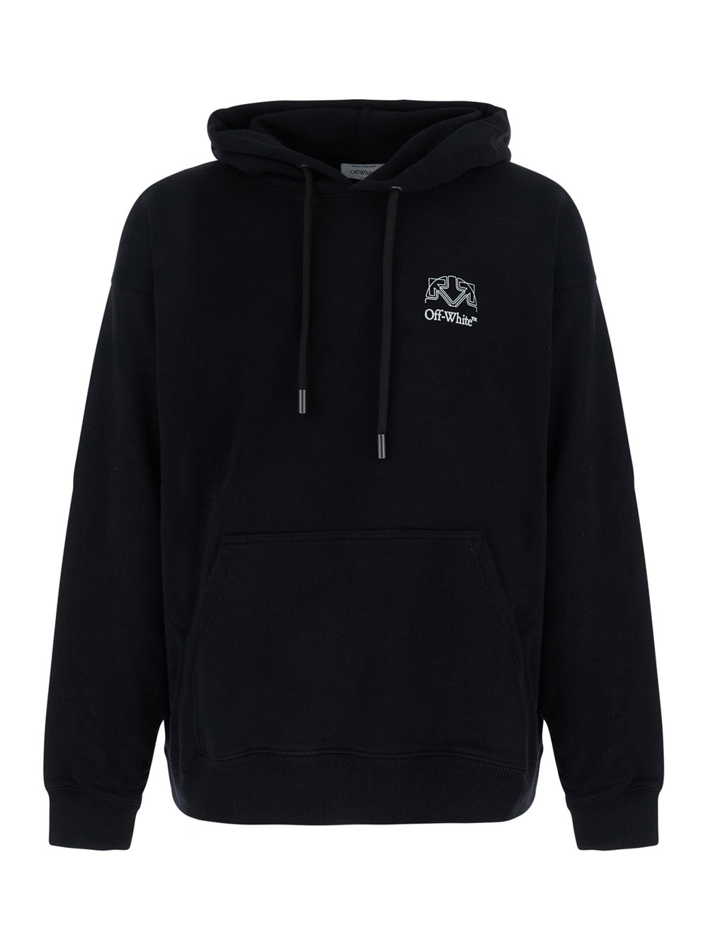 Off-White Men Hoodie Off-White With Logo And Long Sleeves In Black Cotton Unisex