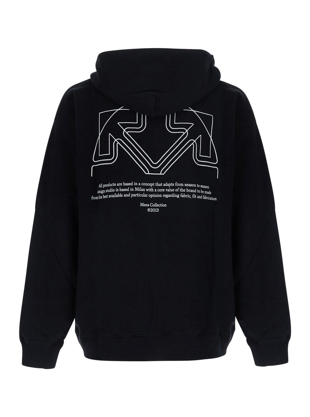 Off-White Men Hoodie Off-White With Logo And Long Sleeves In Black Cotton Unisex