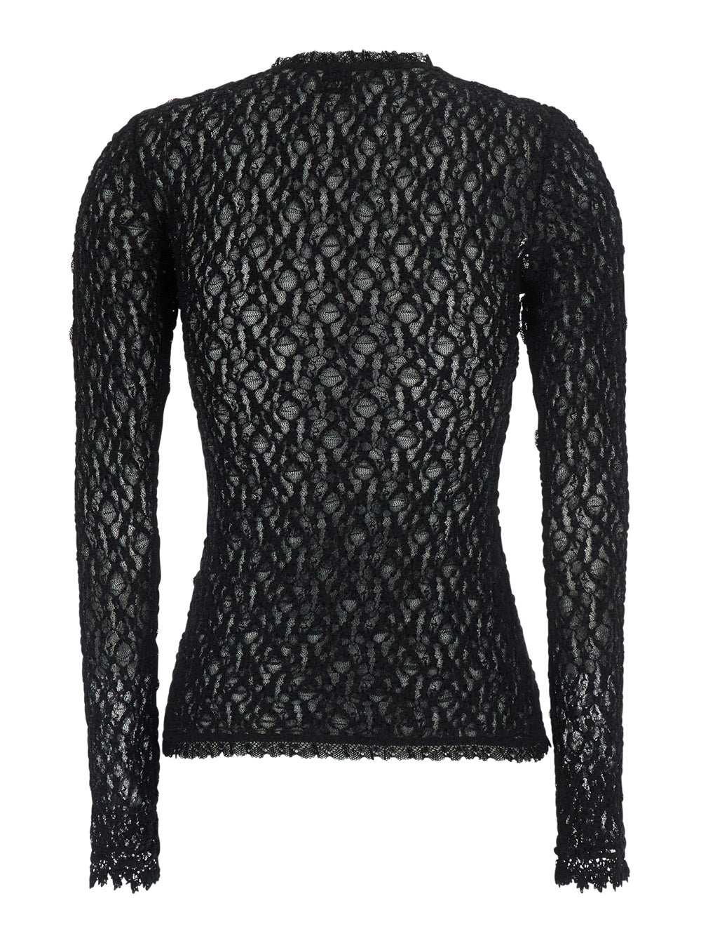 Isabel Marant Women 'Brany' Black Top With All-Over Lace Trim In Cotton Blend For Women