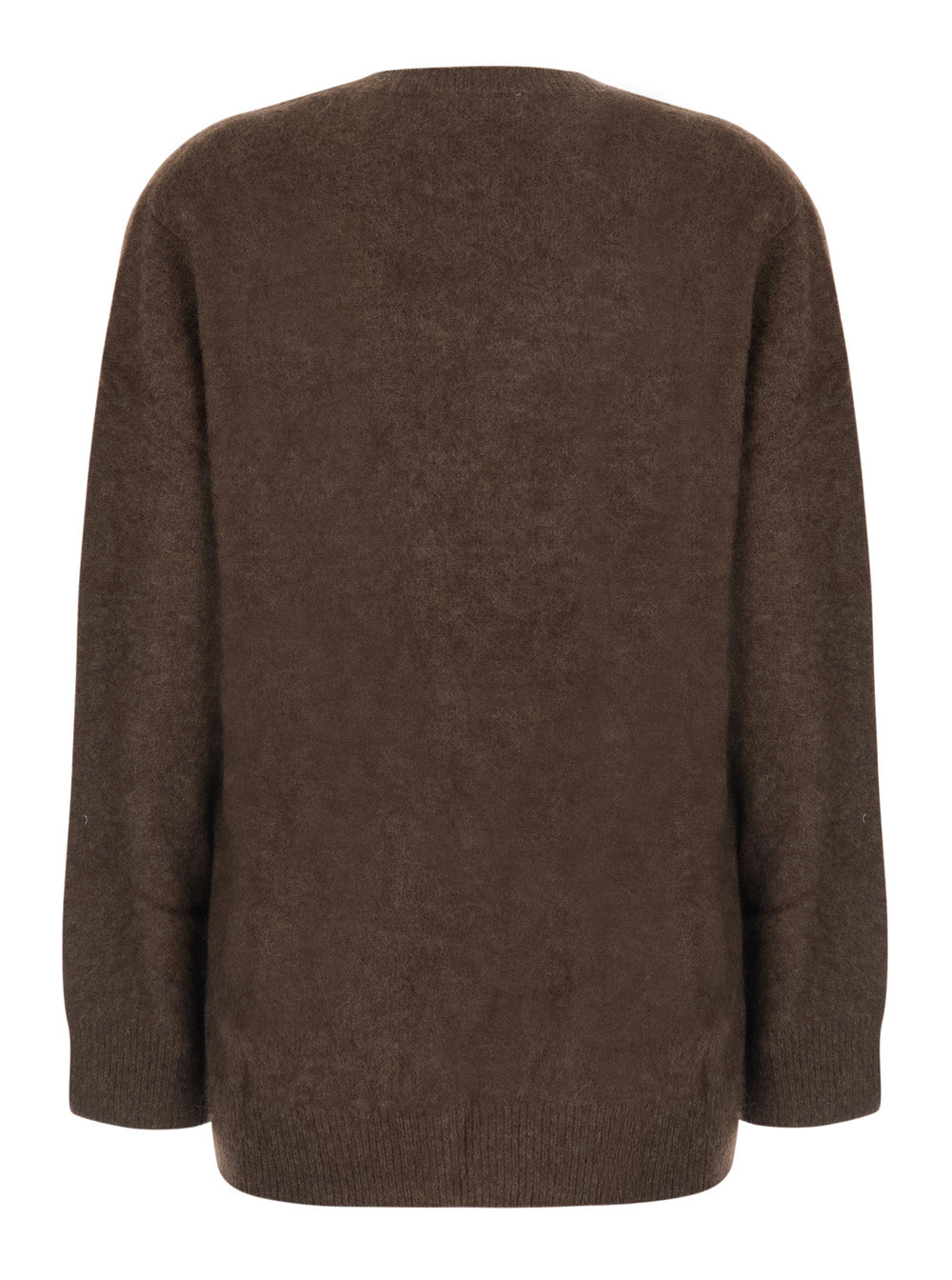 P.A.R.O.S.H. Women Brown V-Neck Sweater With Long Sleeves In Wool For Women