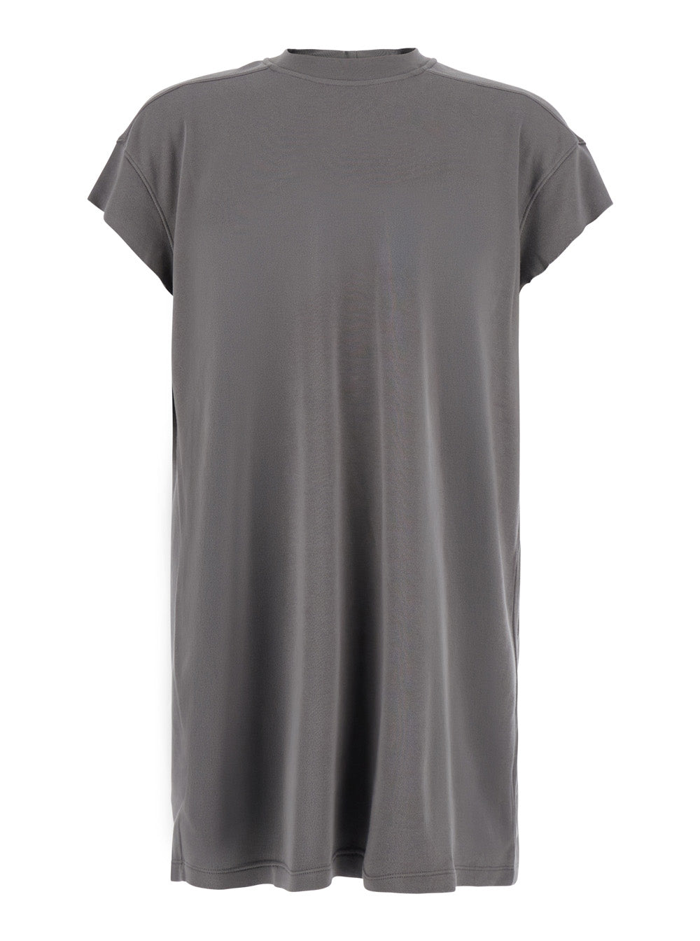 Rick Owens Men 'Jumbo' Grey T-Shirt With Ribbed Crew Neck And Dropped Shoulders In Cotton For Men