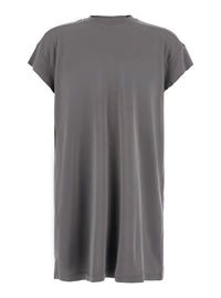 Rick Owens Men 'Jumbo' Grey T-Shirt With Ribbed Crew Neck And Dropped Shoulders In Cotton For Men