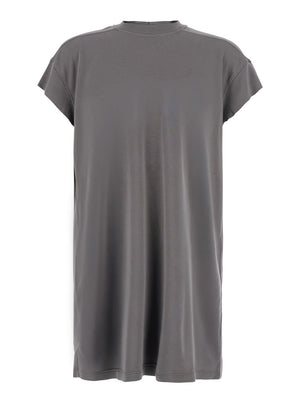 Rick Owens Men 'Jumbo' Grey T-Shirt With Ribbed Crew Neck And Dropped Shoulders In Cotton For Men image