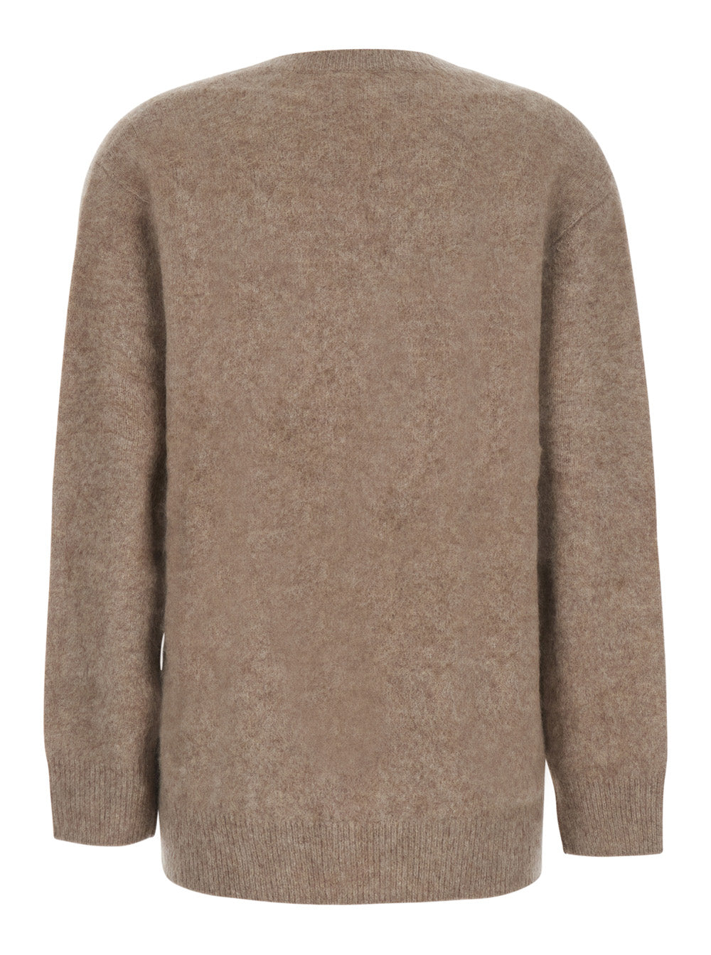 P.A.R.O.S.H. Women Beige V-Neck Sweater With Long Sleeves In Wool For Women