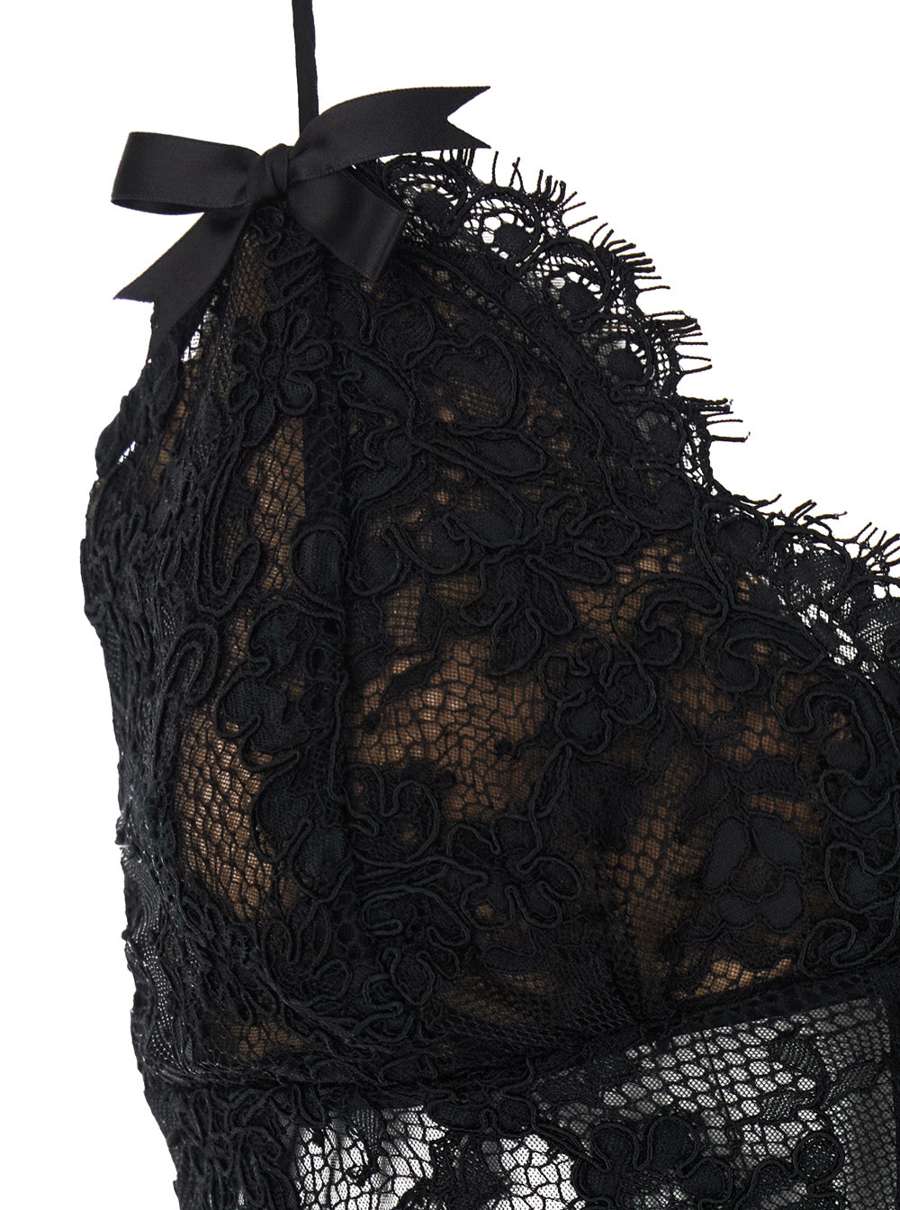 Self-Portrait Women Black Long Dress With Lace Embroidery And Spaghetti Straps In Fabric For Women