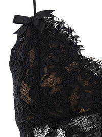 Self-Portrait Women Black Long Dress With Lace Embroidery And Spaghetti Straps In Fabric For Women