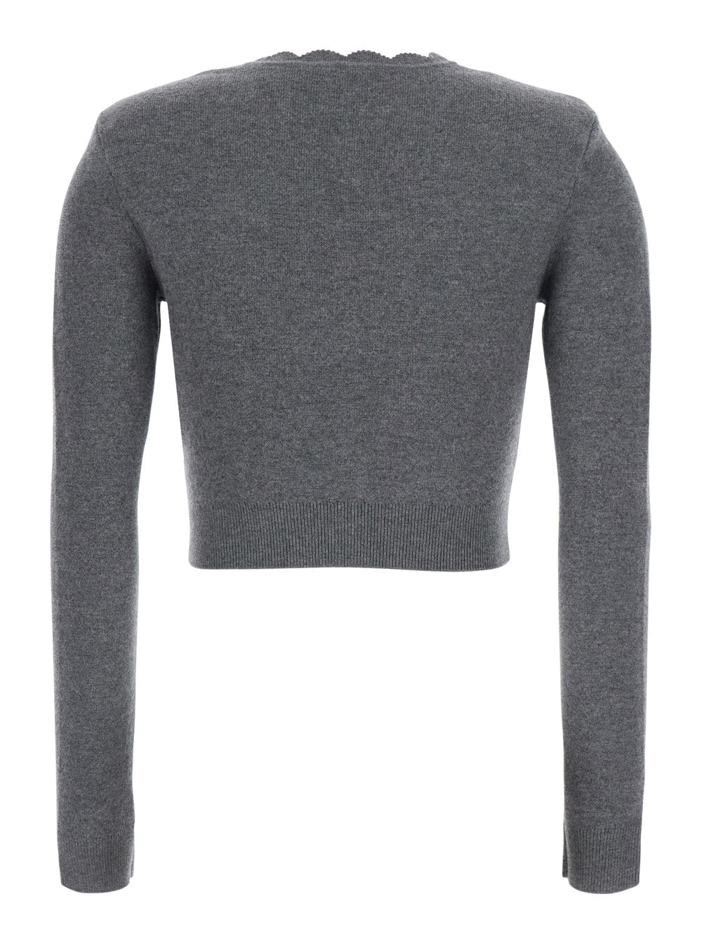 SELF-PORTRAIT Self-Portrait Women Grey Cardigan With Embroidered Floral Lace Details In Wool For Women