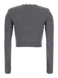 SELF-PORTRAIT Self-Portrait Women Grey Cardigan With Embroidered Floral Lace Details In Wool For Women
