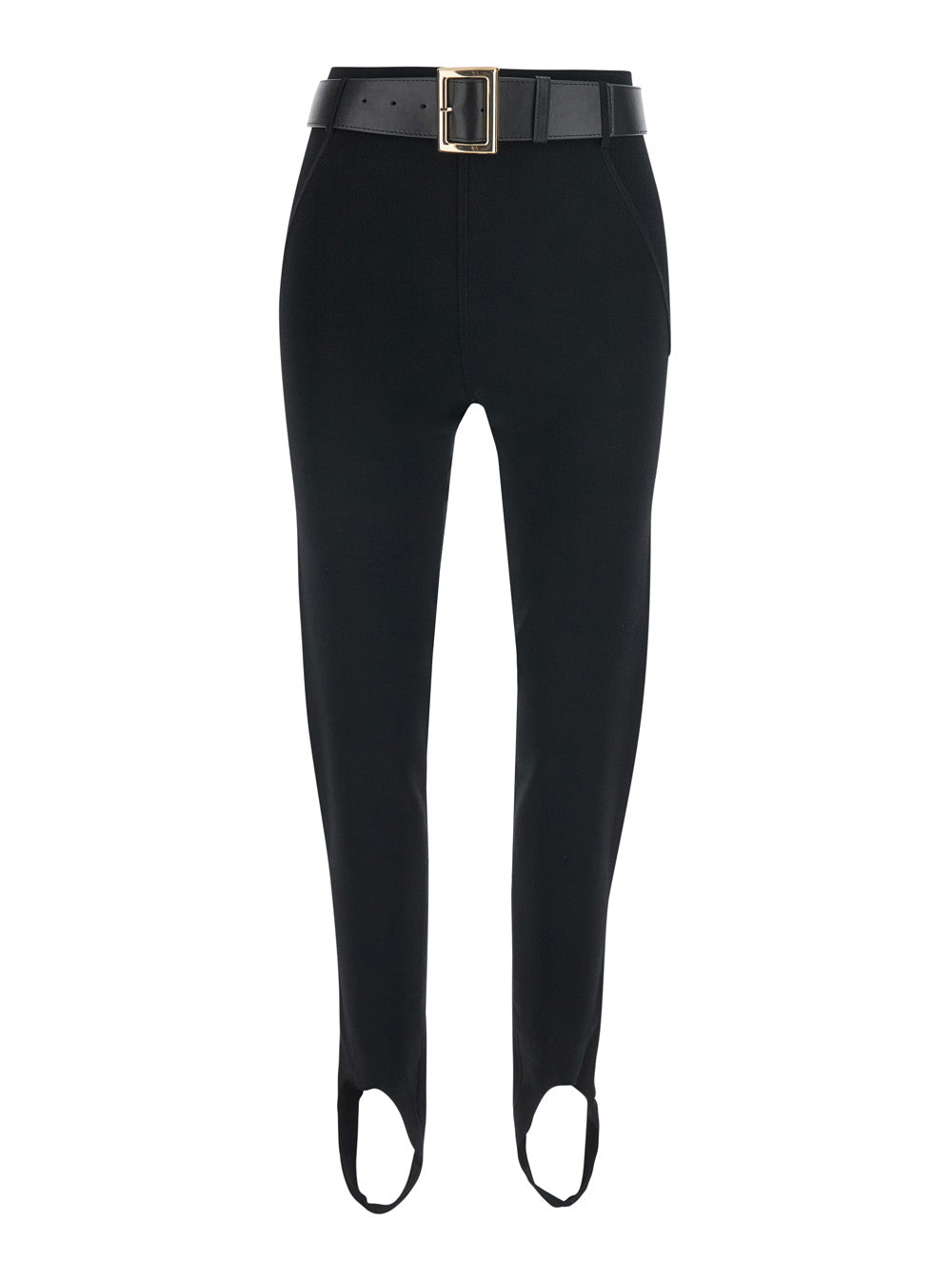 SELF-PORTRAIT Self-Portrait Women Black Leggings With High Waist Belt In Viscose Blend For Women