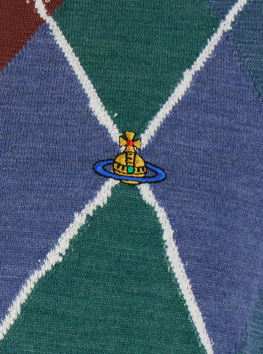 Vivienne Westwood Men Multicolor Crew Neck Vest With Argyle Motif Logo On The Front In Wool For Men