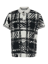 Vivienne Westwood Men Black And White Polo Shirt With All-Over Print And Embroidered Logo In Cotton For Men