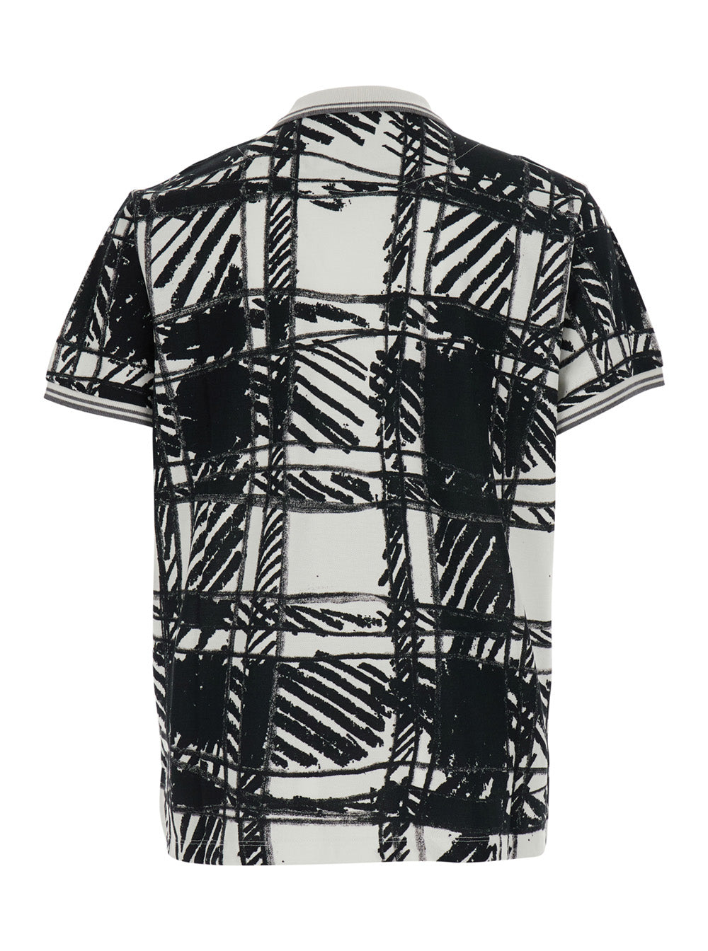 Vivienne Westwood Men Black And White Polo Shirt With All-Over Print And Embroidered Logo In Cotton For Men