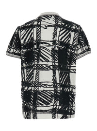 Vivienne Westwood Men Black And White Polo Shirt With All-Over Print And Embroidered Logo In Cotton For Men