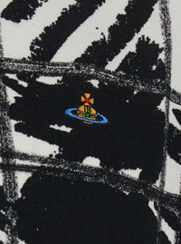 Vivienne Westwood Men Black And White Polo Shirt With All-Over Print And Embroidered Logo In Cotton For Men