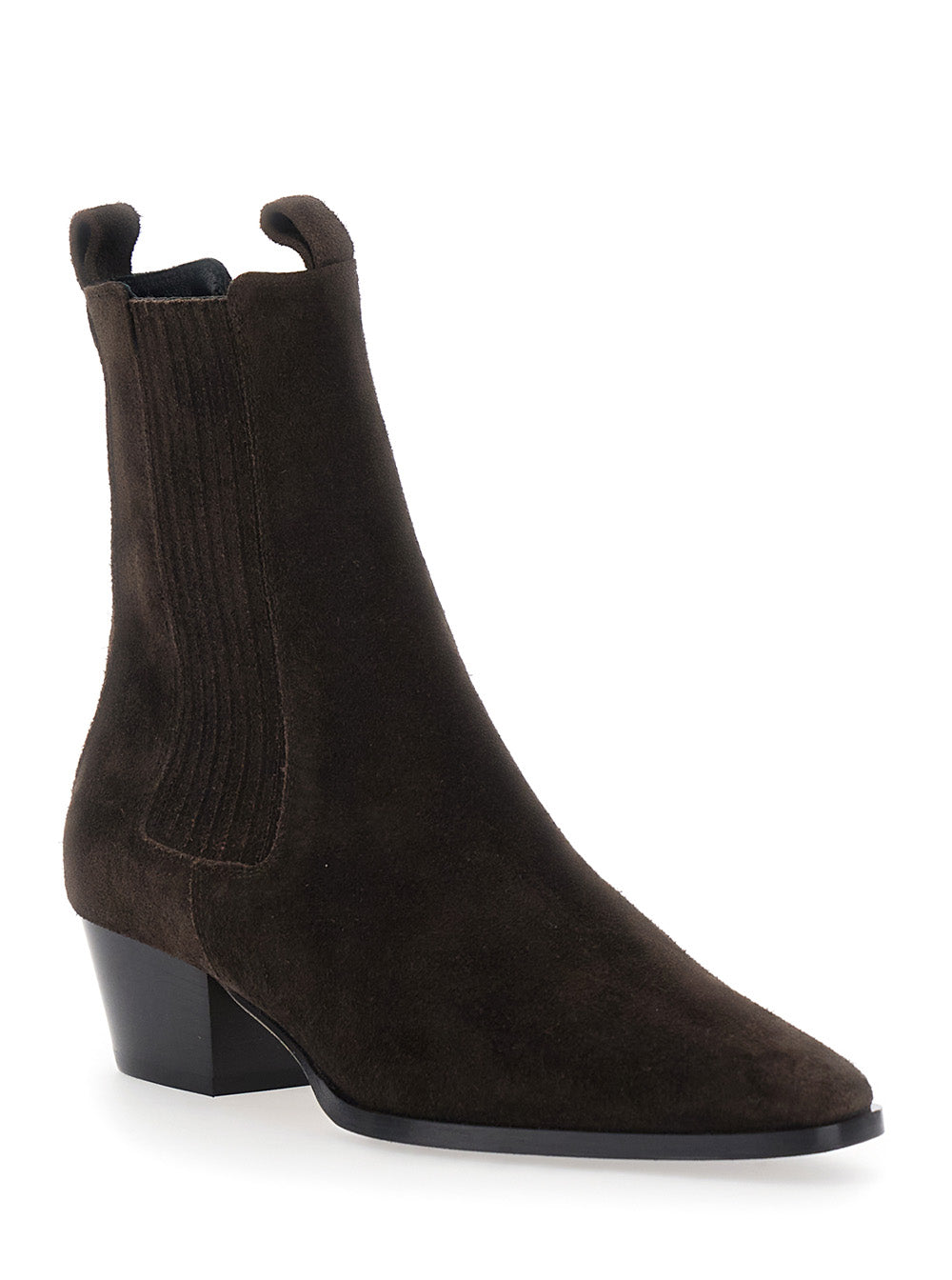 Aeyde Women 'Agata'brown Ankle Boots With Elasticized Details On The Side In Suede For Women