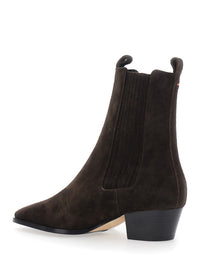 Aeyde Women 'Agata'brown Ankle Boots With Elasticized Details On The Side In Suede For Women