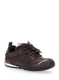 Balenciaga Women 'Radar' Brown Low Top Sneakers With Logo Patch On The Tongue In Leather For Women