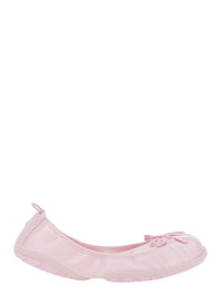 Balenciaga Women Pink Ballet Flats With Bow On The Front And Embroidered Logo In Tech Fabric Women