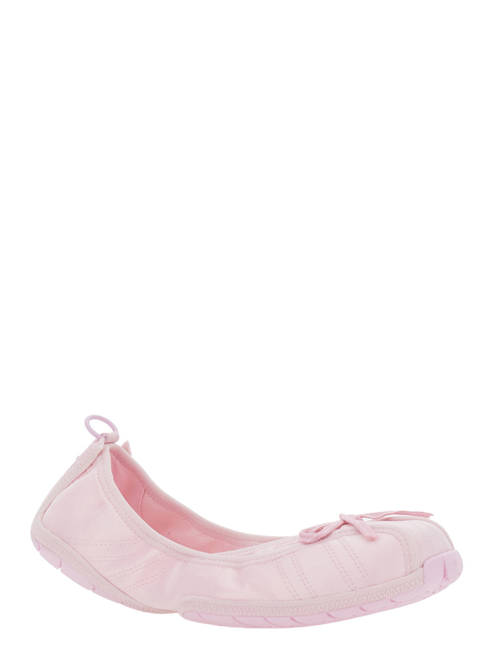 Balenciaga Women Pink Ballet Flats With Bow On The Front And Embroidered Logo In Tech Fabric Women