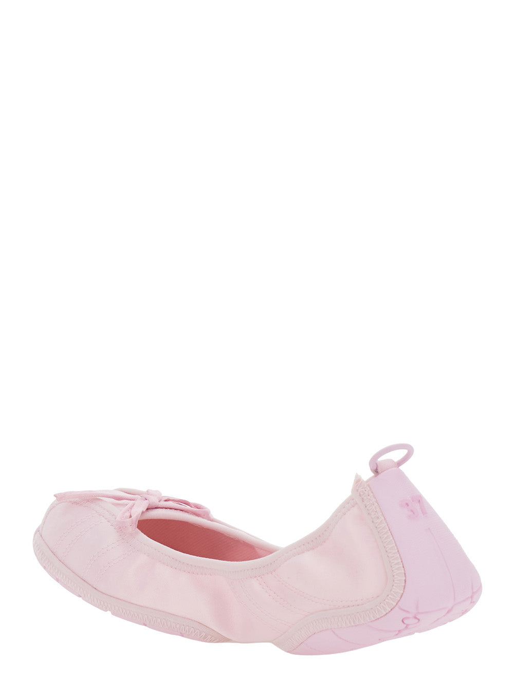 Balenciaga Women Pink Ballet Flats With Bow On The Front And Embroidered Logo In Tech Fabric Women