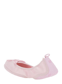 Balenciaga Women Pink Ballet Flats With Bow On The Front And Embroidered Logo In Tech Fabric Women