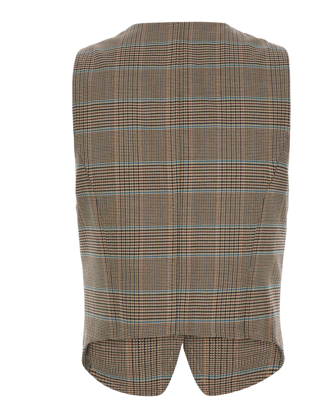 Etro Women Beige Single-Breasted Vest With V-Neck And Prince Of Wales Motif In Blend Wool Women