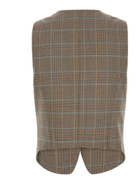 Etro Women Beige Single-Breasted Vest With V-Neck And Prince Of Wales Motif In Blend Wool Women