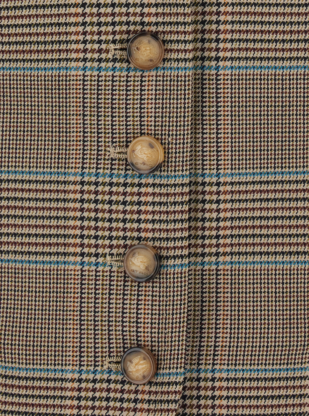 Etro Women Beige Single-Breasted Vest With V-Neck And Prince Of Wales Motif In Blend Wool Women