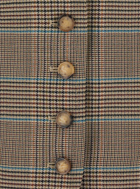 Etro Women Beige Single-Breasted Vest With V-Neck And Prince Of Wales Motif In Blend Wool Women