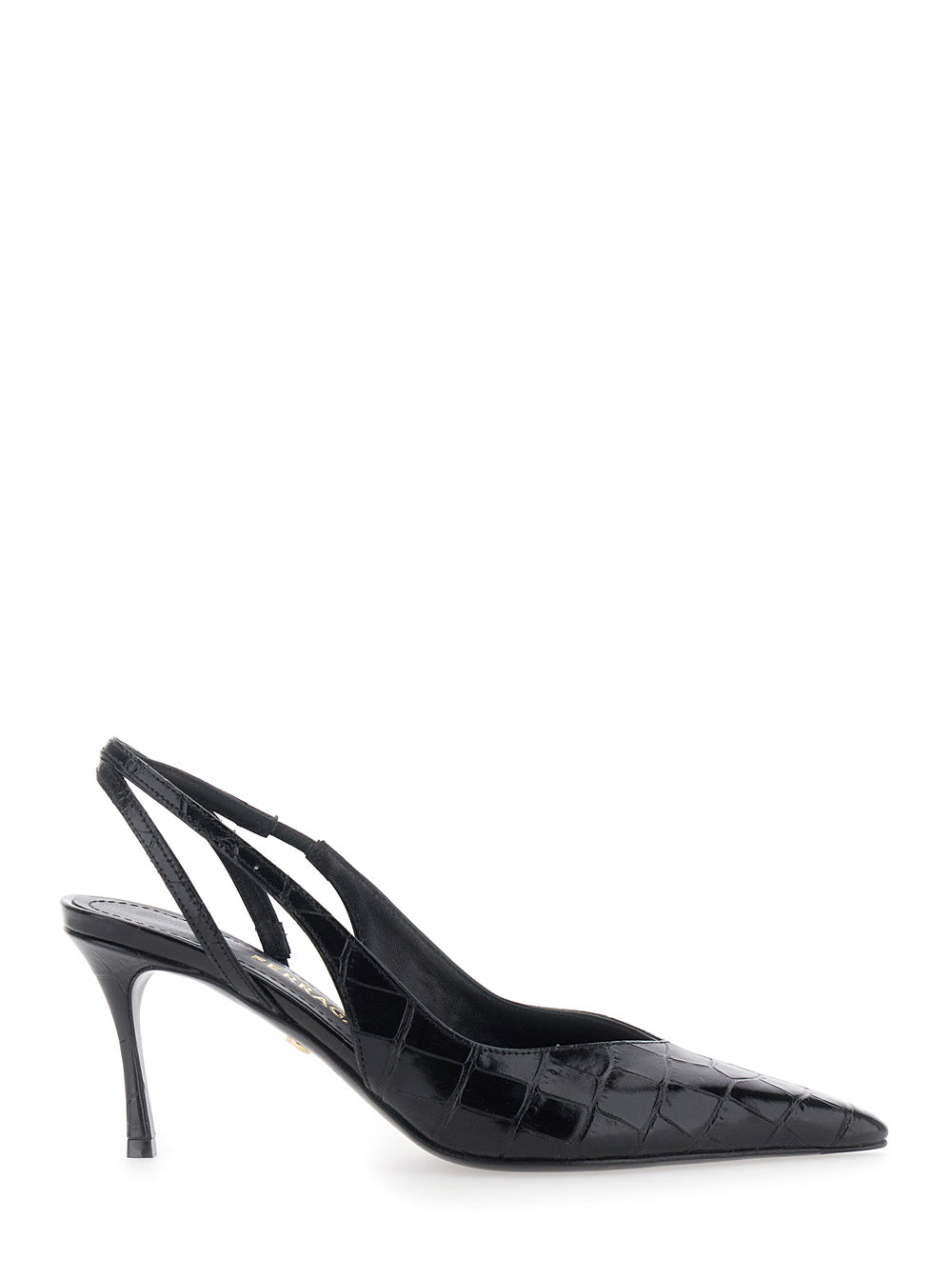 FERRAGAMO Ferragamo Women 'Dafne' Black Pumps With High Heel And Crocodile Effect In Leather For Women