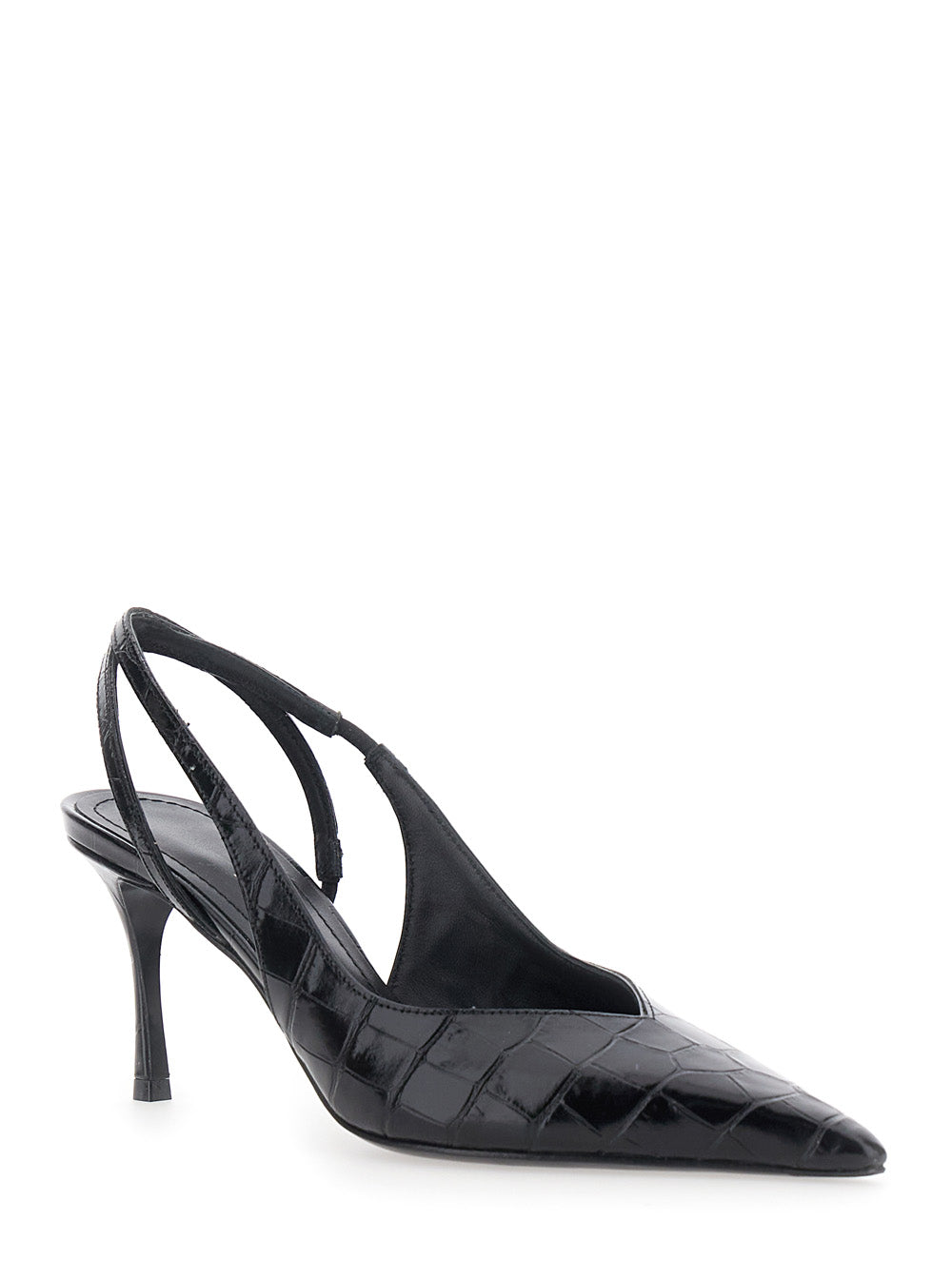 FERRAGAMO Ferragamo Women 'Dafne' Black Pumps With High Heel And Crocodile Effect In Leather For Women