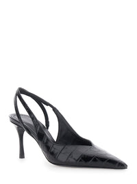 FERRAGAMO Ferragamo Women 'Dafne' Black Pumps With High Heel And Crocodile Effect In Leather For Women