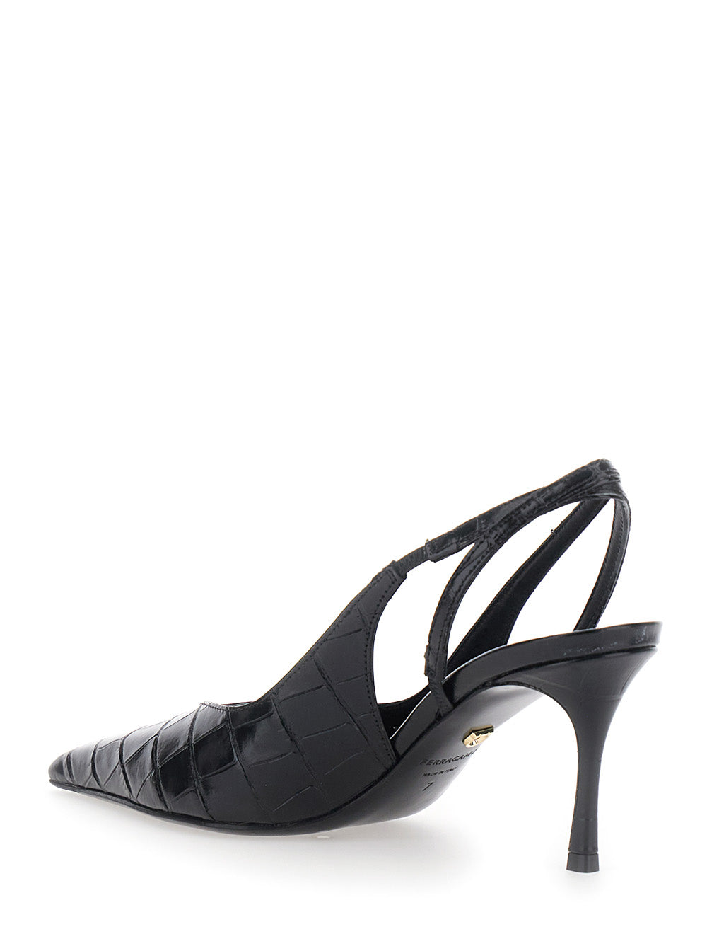 FERRAGAMO Ferragamo Women 'Dafne' Black Pumps With High Heel And Crocodile Effect In Leather For Women