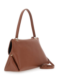 FERRAGAMO Ferragamo Women Brown Shoulder Bag With Gancini Buckle And Adjustable, Removable Shoulder Strap In Leather For Women