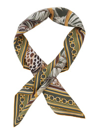 Ferragamo Women Green Scarf With All-Over Print In Silk Women