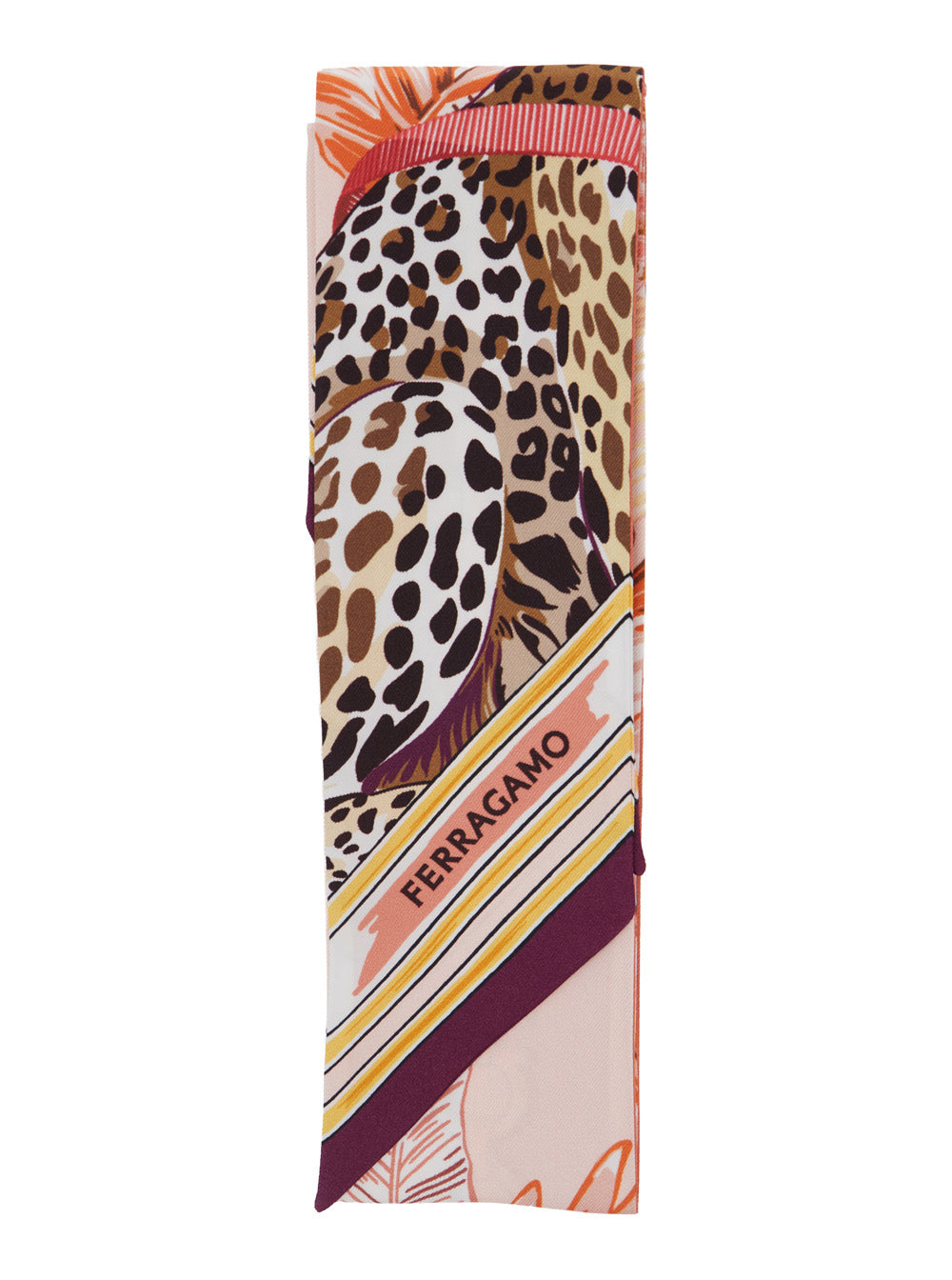 Ferragamo Women Pink Scarf With All-Over Print And Embossed Logo Lettering In Silk For Women