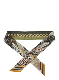 Ferragamo Women Green Scarf With All-Over Print And Embossed Logo Lettering In Silk Women