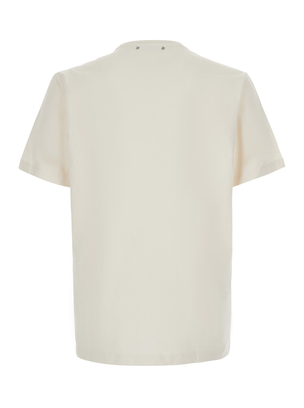 Golden Goose Men White Crew Neck T-Shirt With Lettering Print On The Front In Cotton For Men